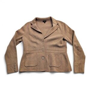 Talbots Knit Blazer Cardigan Jacket Size M Camel